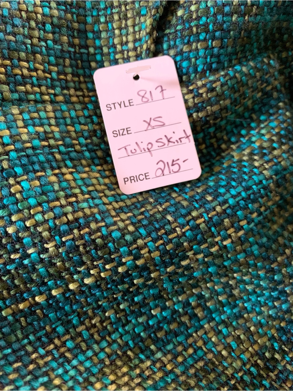 Vintage Victorian-inspired 50's-inspo Edwardian-inspo Turquoise Tweed Skirt - Picture 10 of 16